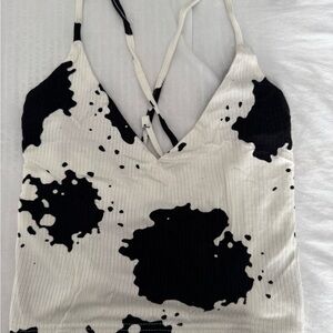 cow print tank top with cross back